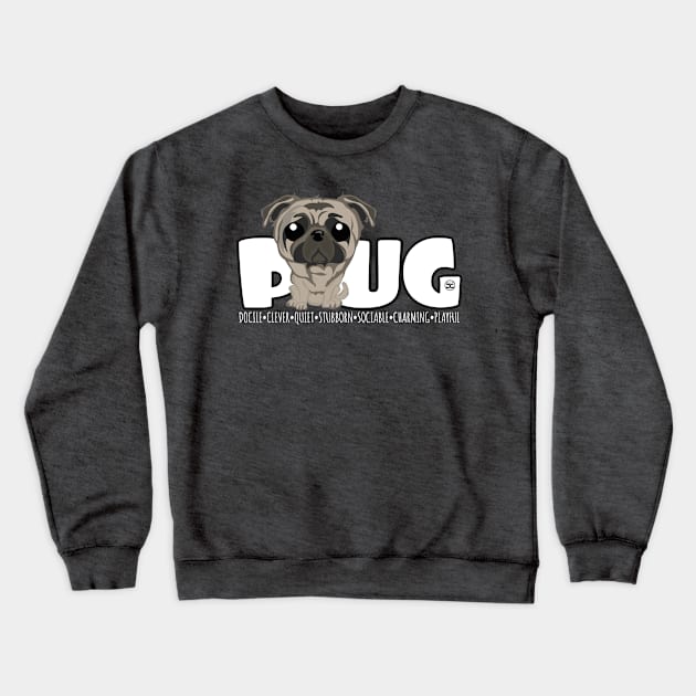 Pug - DGBigHead Crewneck Sweatshirt by DoggyGraphics